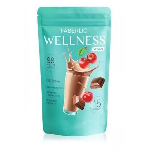 Протеиновый коктейль для веганов «Wellness» со вкусом вишня-шоколад